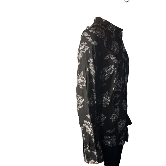 GUESS Men’s Size Medium Black/White Floral Slim Fit Shirt Stretch Long Sleeve - Picture 5 of 10